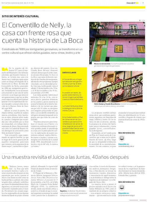 Prensa Página de Clarín dedicada al Conventillo de Nelly